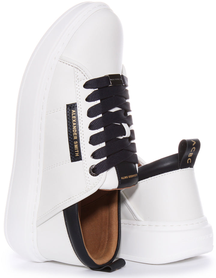 Alexander Smith Trainers In White Navy For Men