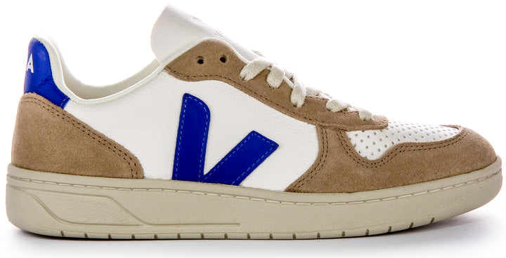 Veja V 10 Chromefree In White Navy For Women