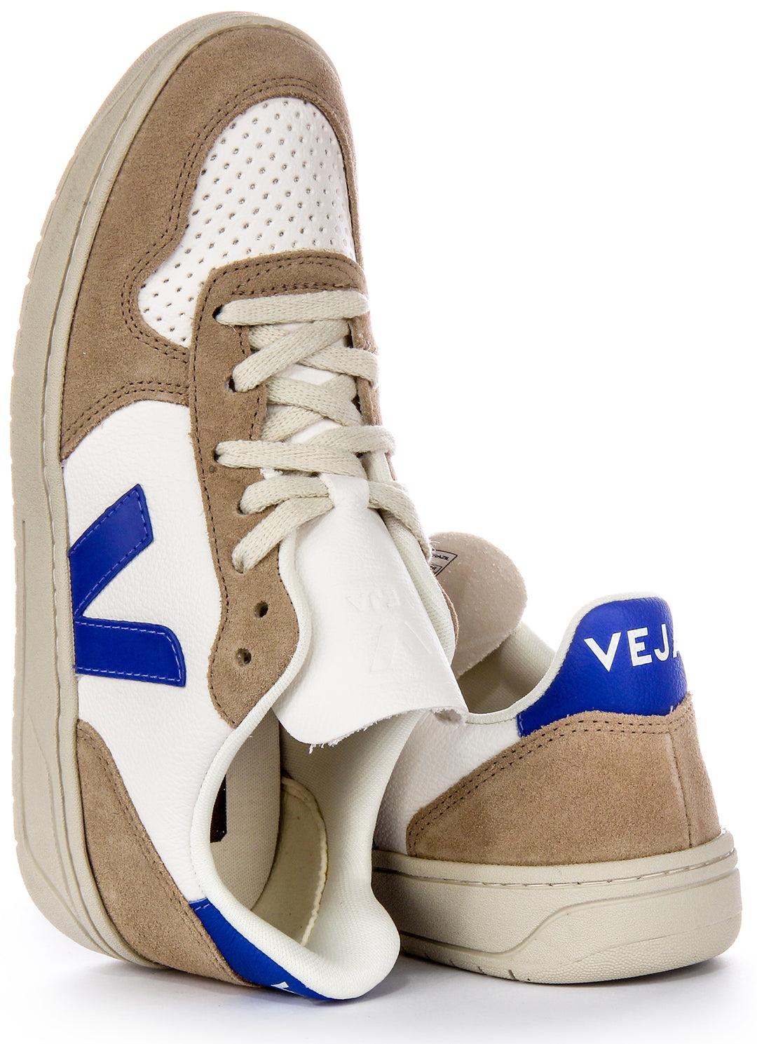 Veja V 10 Chromefree In White Navy For Women