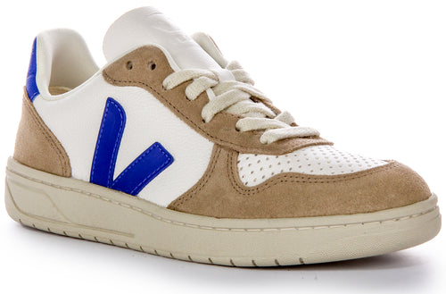 Veja V 10 Chromefree Suede Outlay Logo Scarpe da ginnastica in pelle per uomo in Bianco Navy