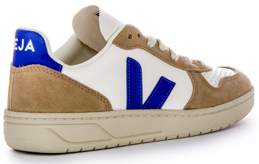 Veja V 10 Chromefree Suede Outlay Logo Scarpe da ginnastica in pelle per uomo in Bianco Navy