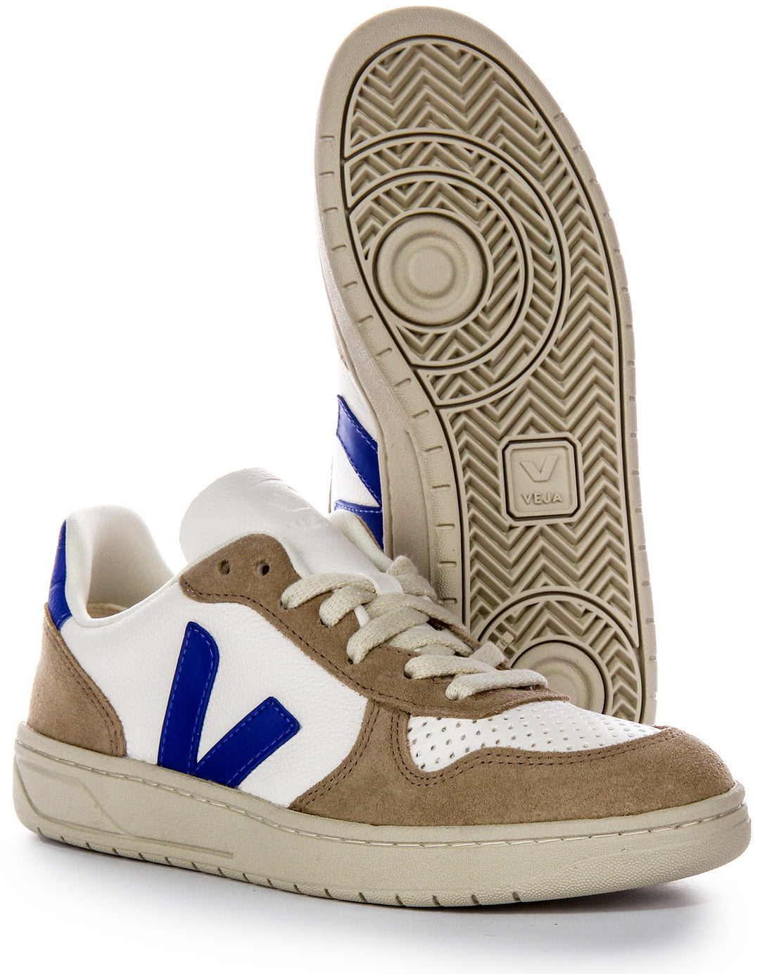 Veja V 10 Chromefree Suede Outlay Logo Scarpe da ginnastica in pelle per uomo in Bianco Navy