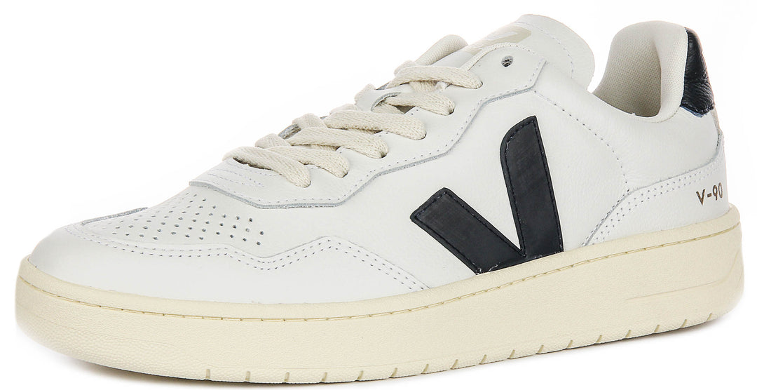 Veja V 90 OT Leather In White Navy For Men