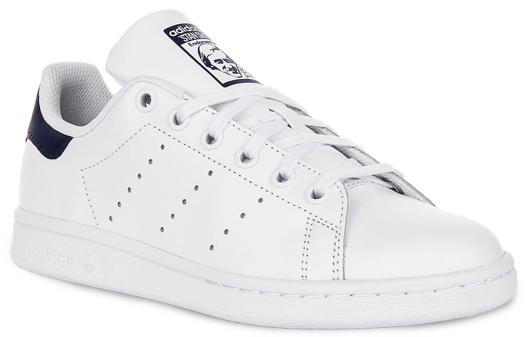 Adidas Stan Smith J In White Navy For Youth