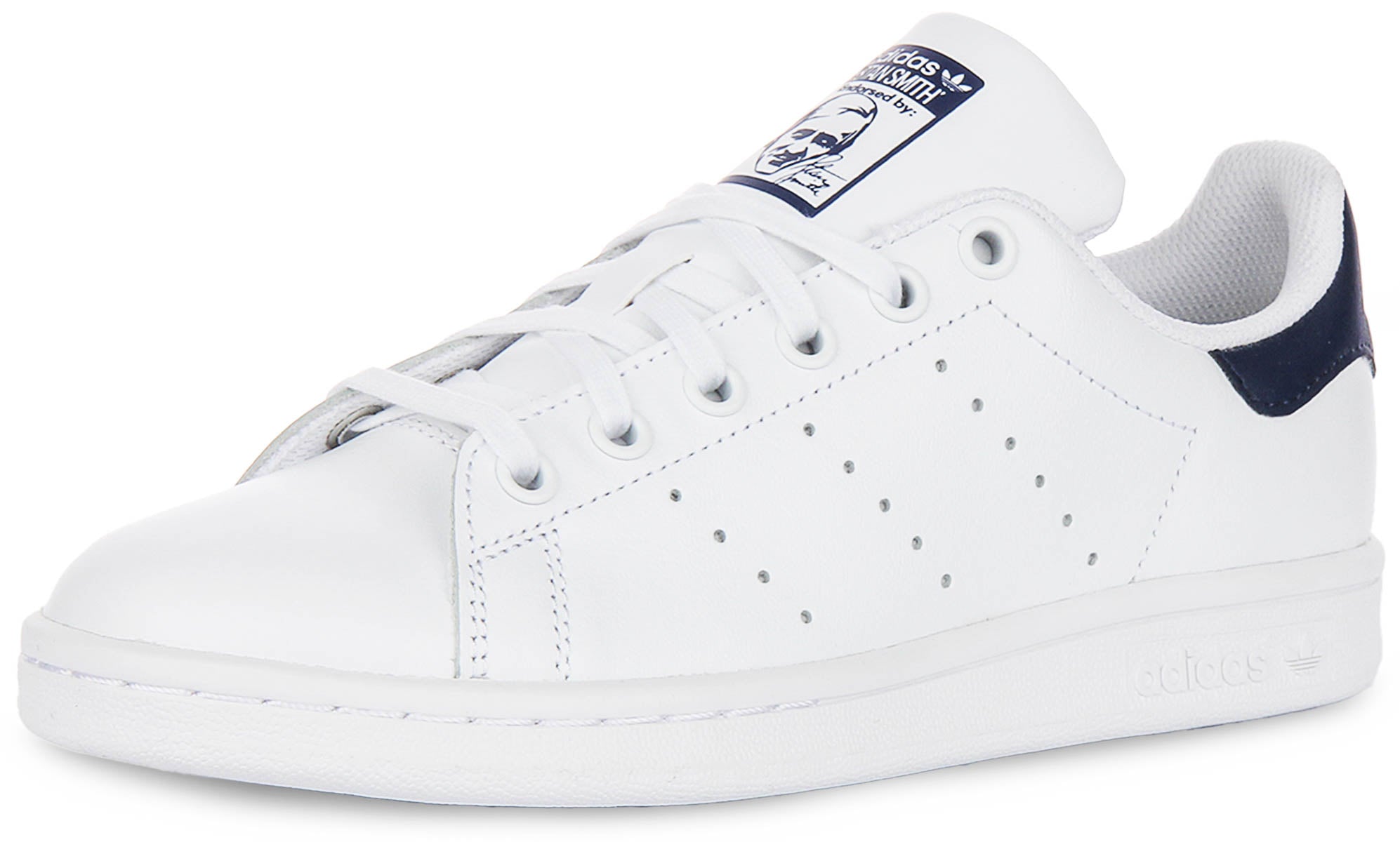  Stan Smith ホワイト/ネイビー Adidas Stan Smith J In White Navy For Youth | Lace up Trainers