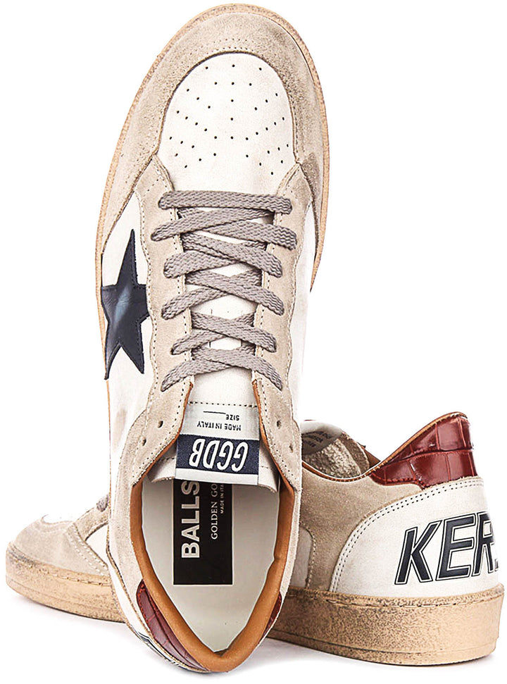 Golden Goose Ball Star In White Navy For Men