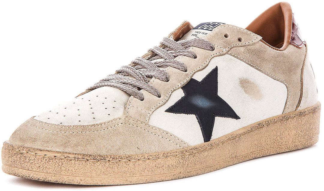 Golden Goose Ball Star In White Navy For Men
