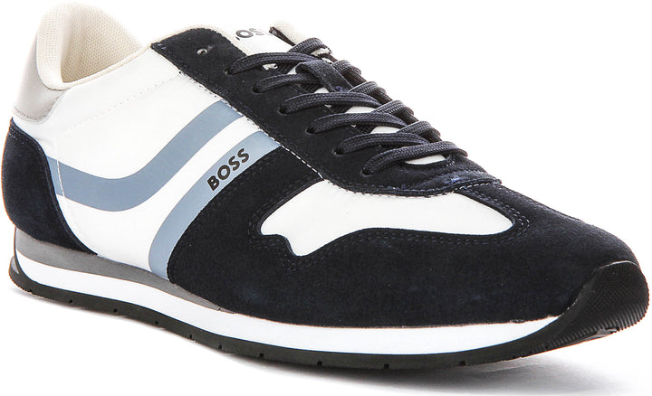 Boss Levon Runner In White Navy For Men