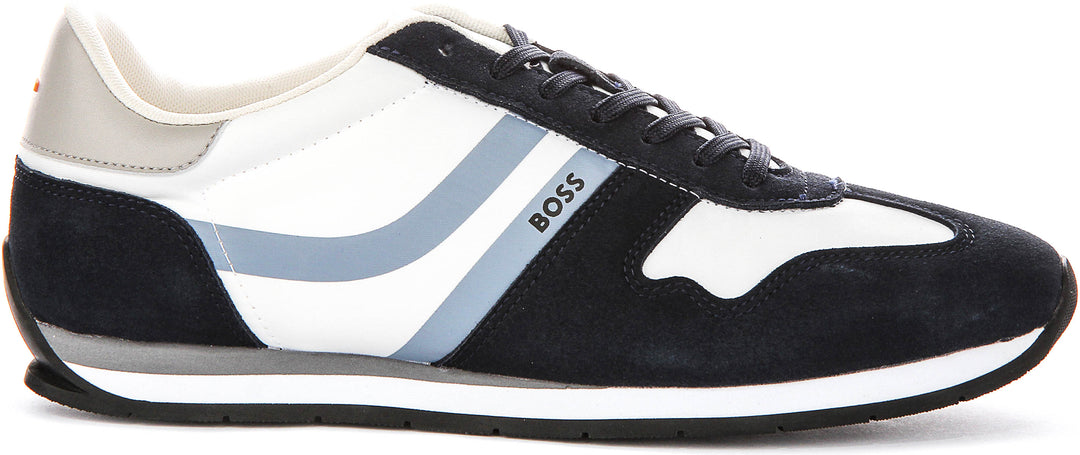 Boss Levon Runner In White Navy For Men