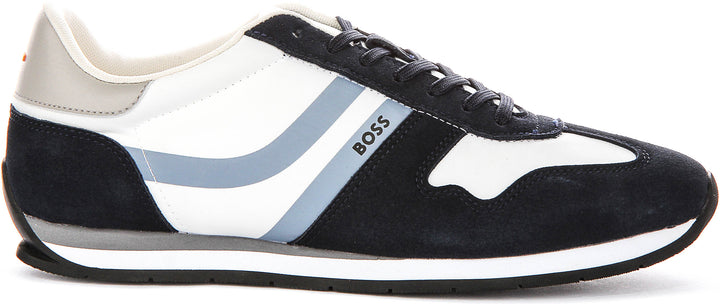 Boss Levon Runner In White Navy For Men