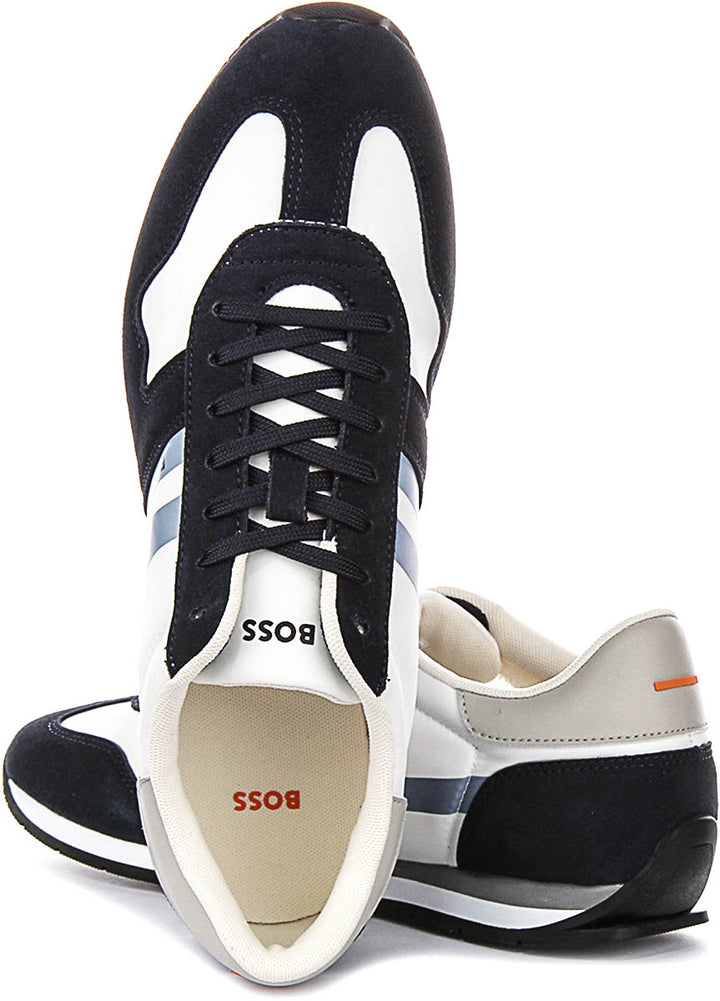 Boss Levon Runner In White Navy For Men