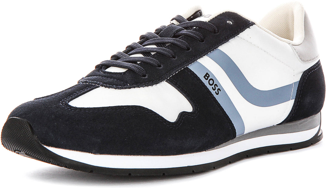Boss Levon Runner In White Navy For Men