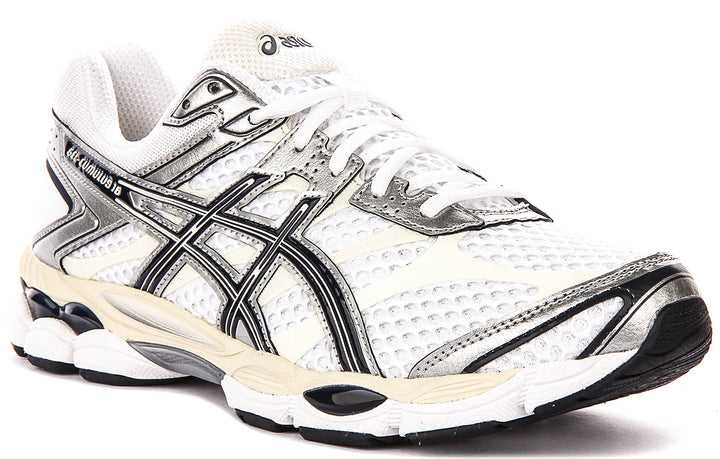 Asics Gel Cumulus 16 In White Navy For Men
