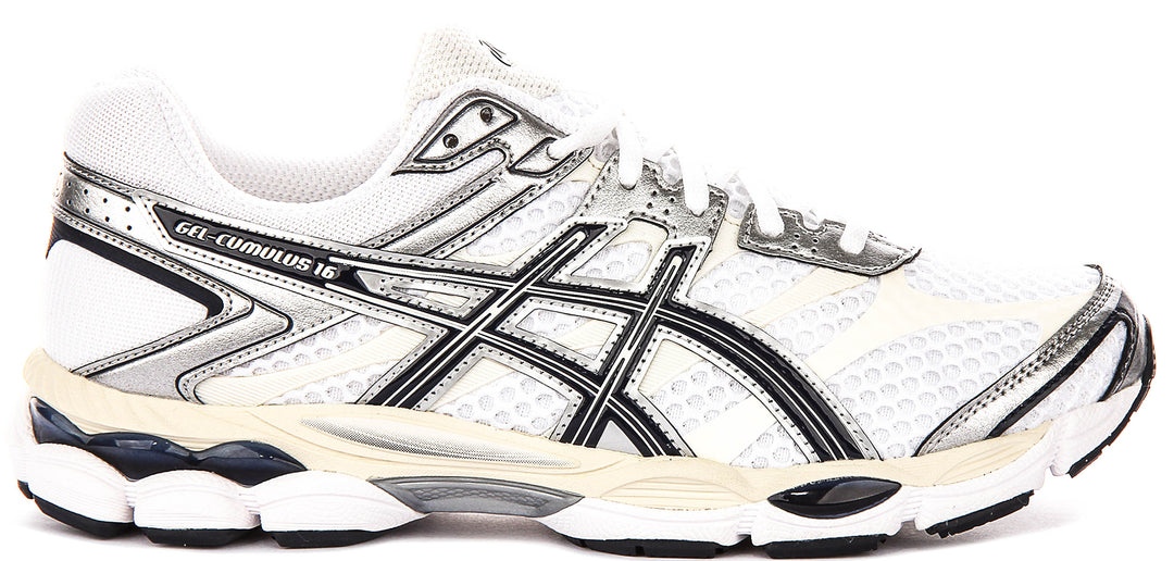 Asics Gel Cumulus 16 In White Navy For Men