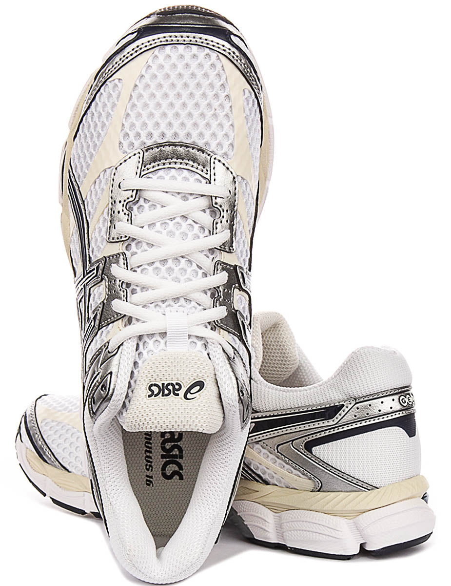 Asics Gel Cumulus 16 In White Navy For Men
