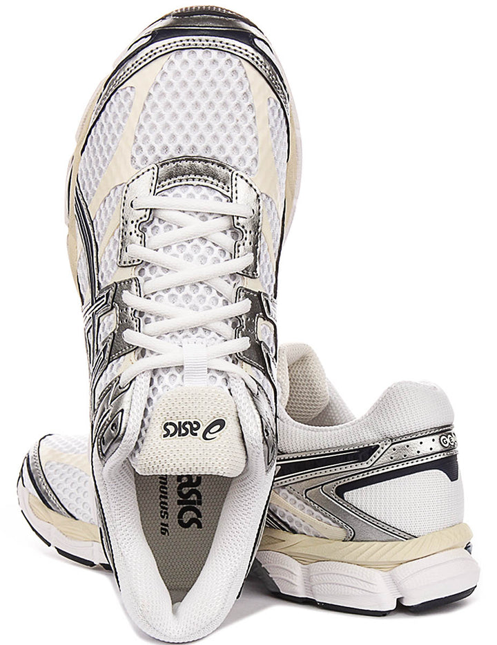 Asics Gel Cumulus 16 In White Navy For Men