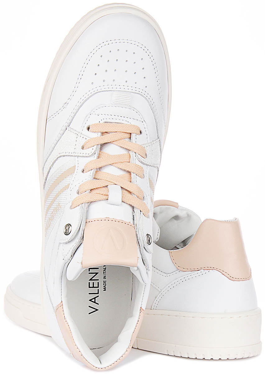 Valentino Saturno Sneakers In White Peach For Men