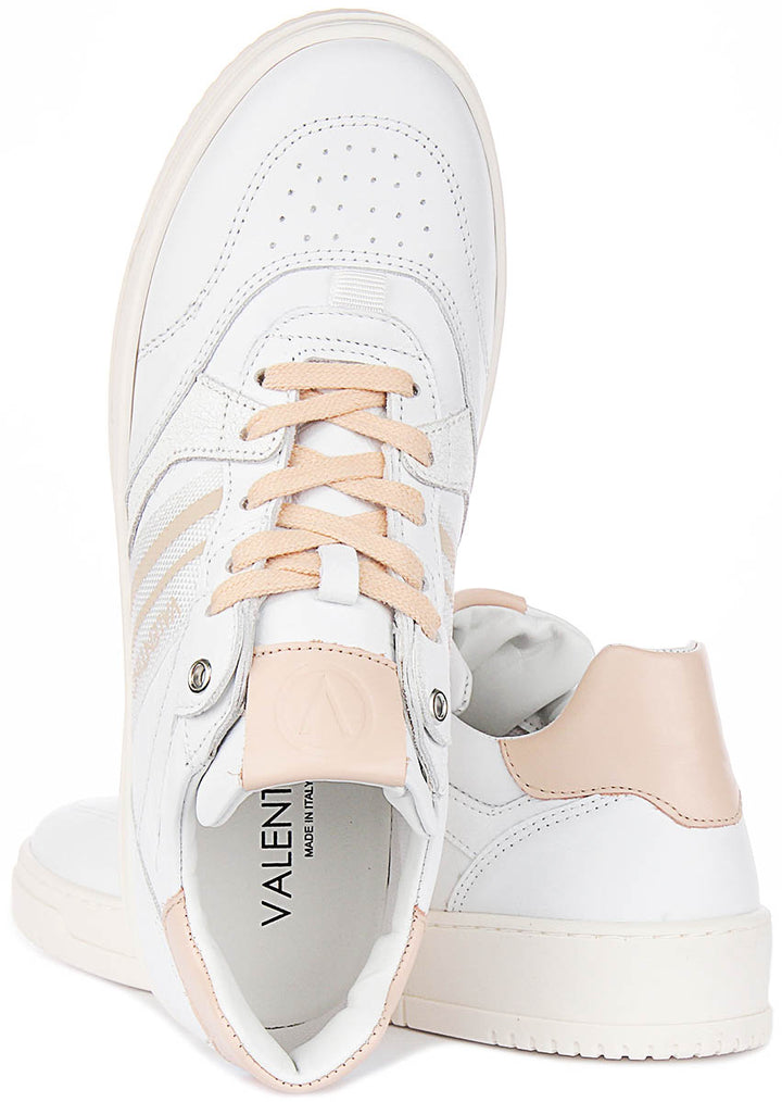 Valentino Saturno Sneakers In White Peach For Men