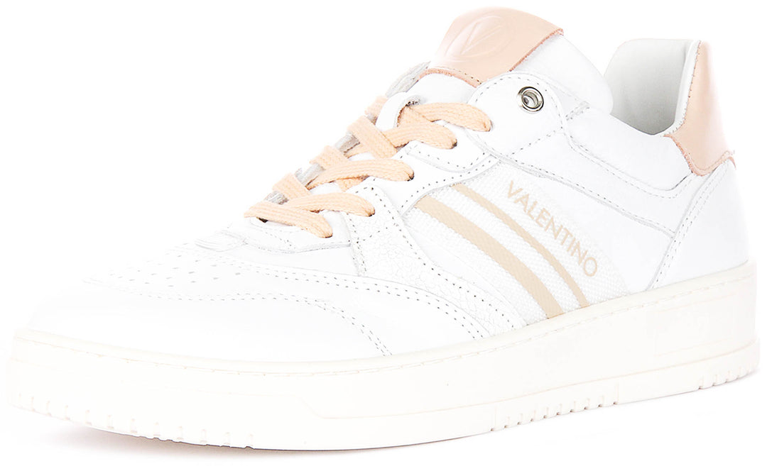 Valentino Saturno Sneakers In White Peach For Men