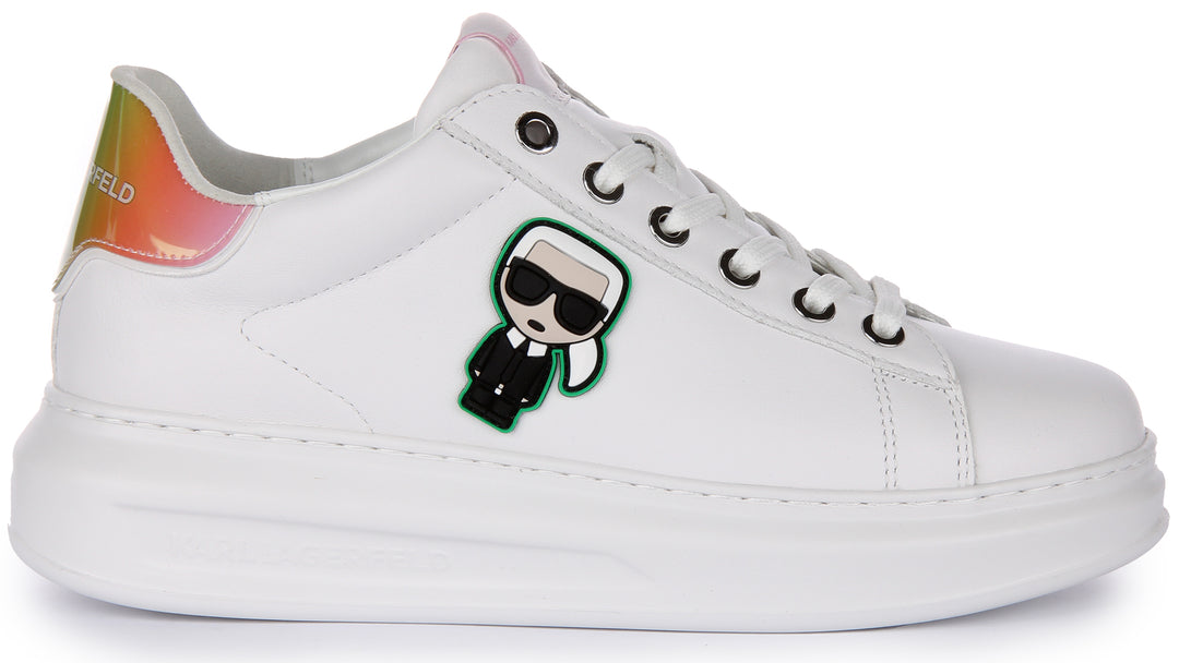 Karl Lagerfeld Kapri Gradient KC Lo Baskets à lacets en simili cuir pour femmes en blanc rose