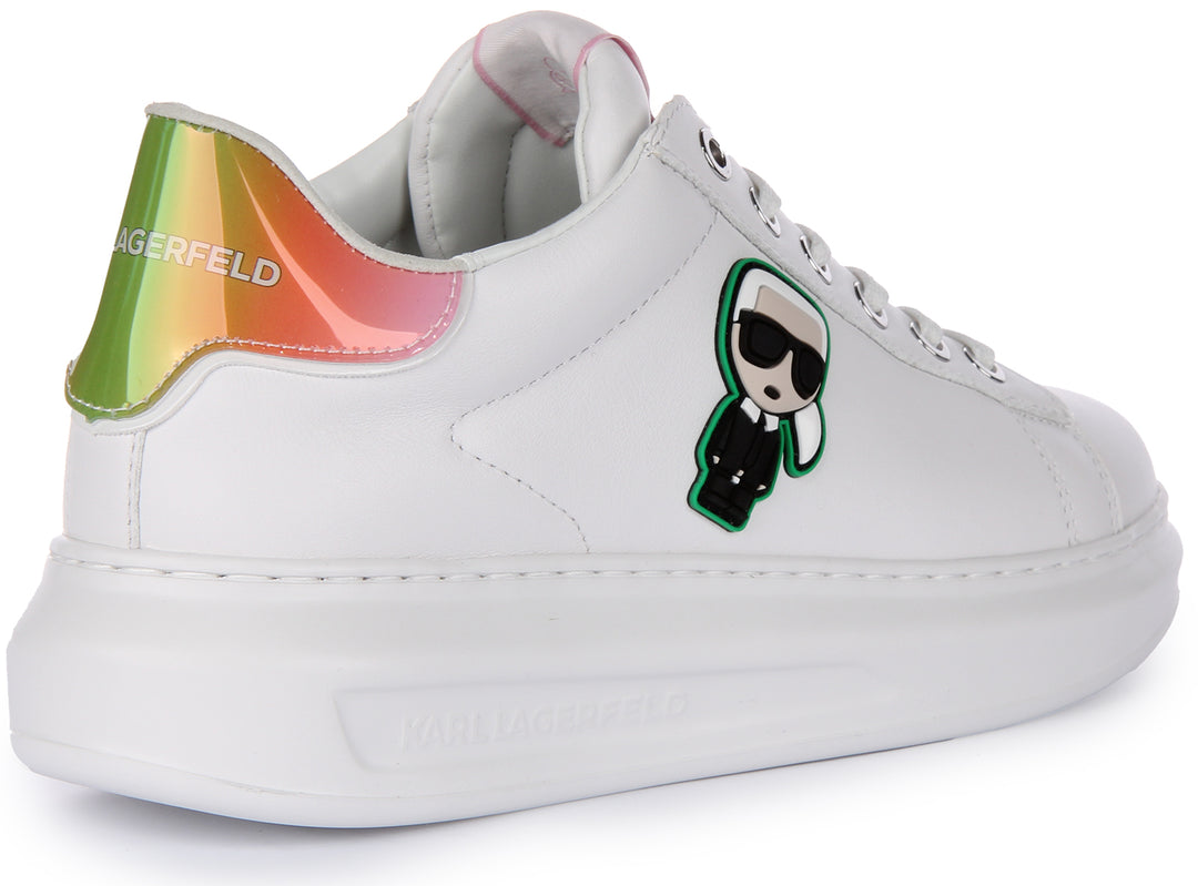 Karl Lagerfeld Kapri Gradient KC Lo Zapatillas con cordones de piel sintética para mujer en blanco rosa