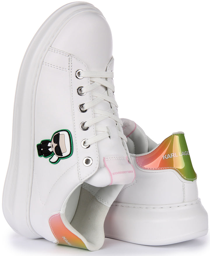 Karl Lagerfeld Kapri Gradient KC Lo Scarpe da ginnastica allacciate in ecopelle da donna in bianco rosa