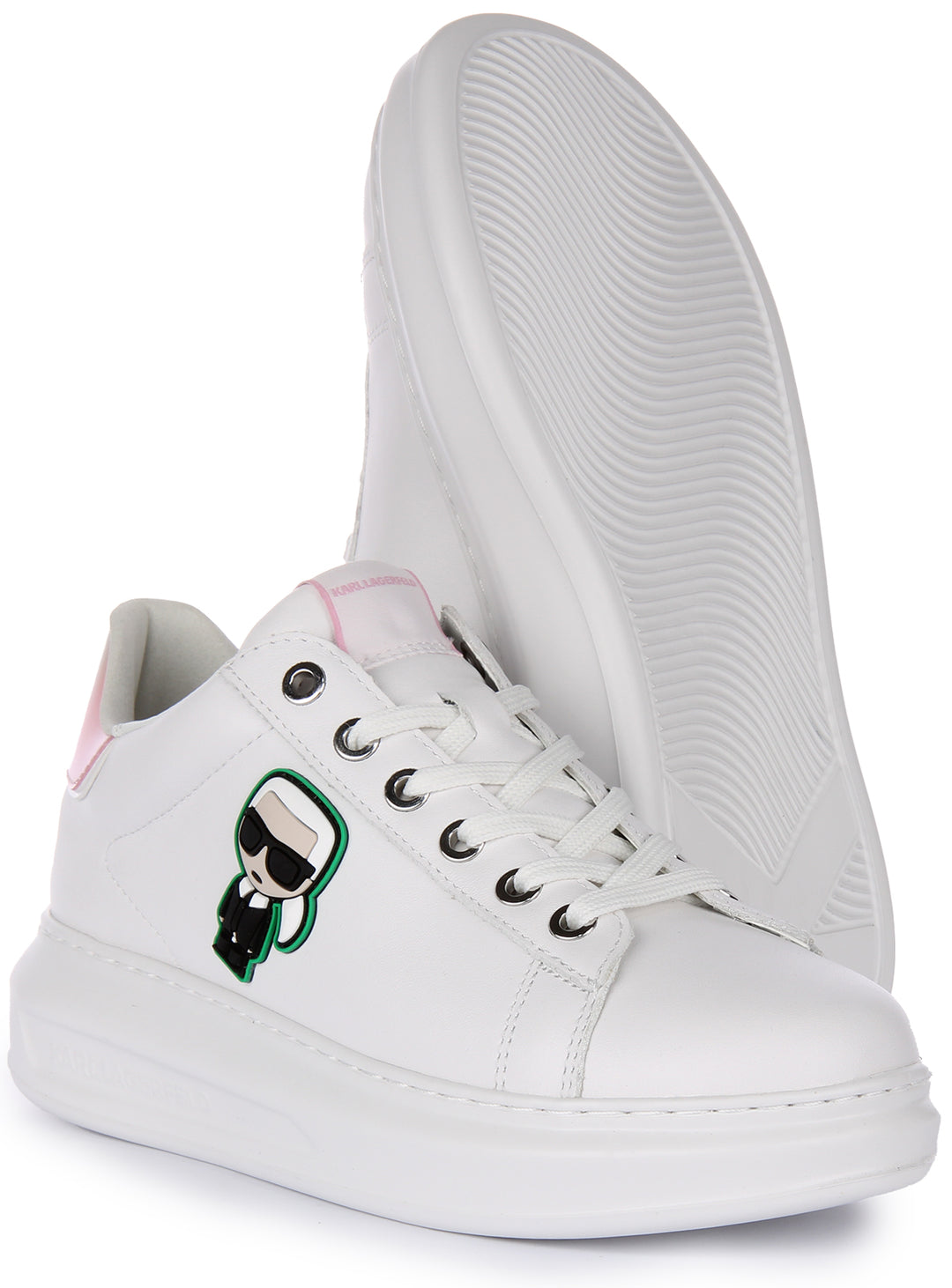 Karl Lagerfeld Kapri Gradient KC Lo Zapatillas con cordones de piel sintética para mujer en blanco rosa