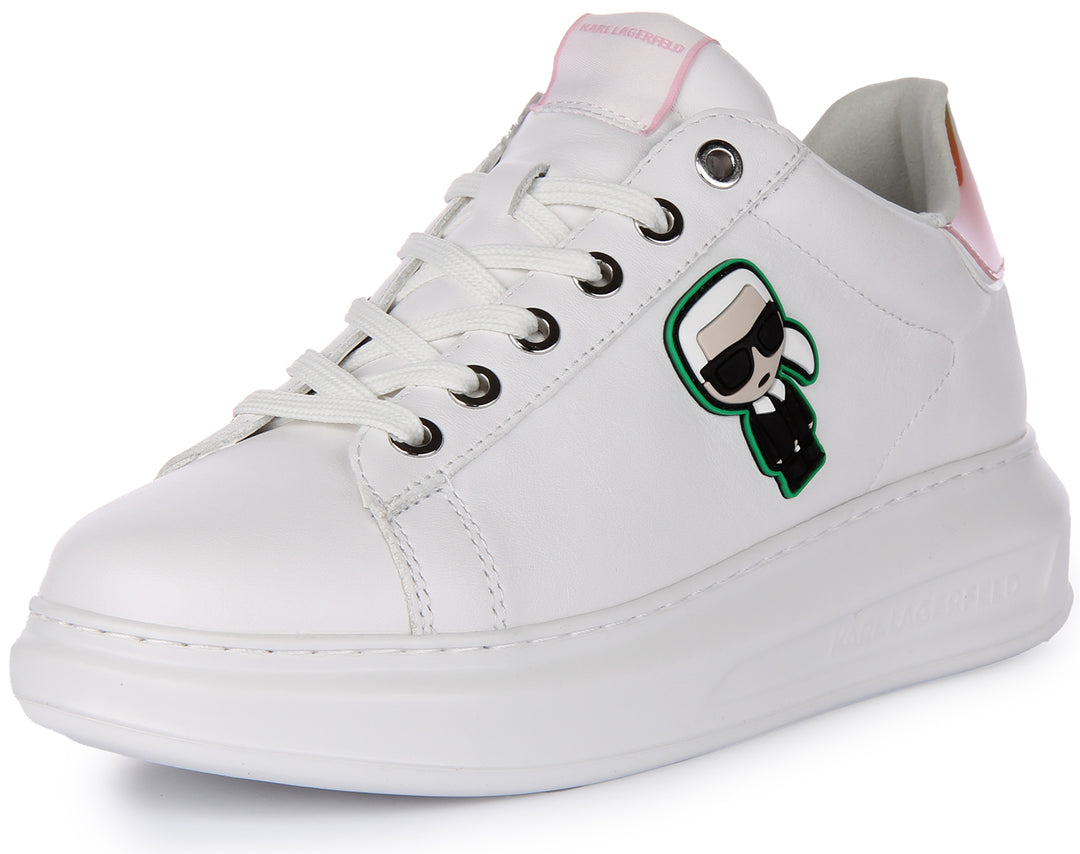 Karl Lagerfeld Kapri Gradient KC Lo Zapatillas con cordones de piel sintética para mujer en blanco rosa