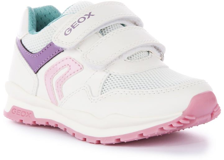 Geox J Pavel G. A Scarpe da Ginnastica Alte Retro Vibe Bianche e Rosa