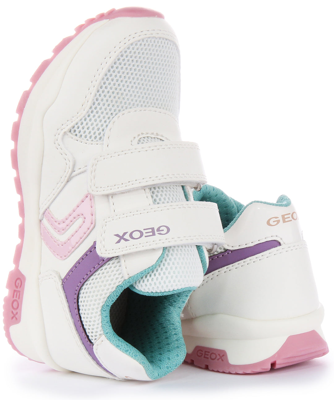 Geox J Pavel G. A Scarpe da Ginnastica Alte Retro Vibe Bianche e Rosa