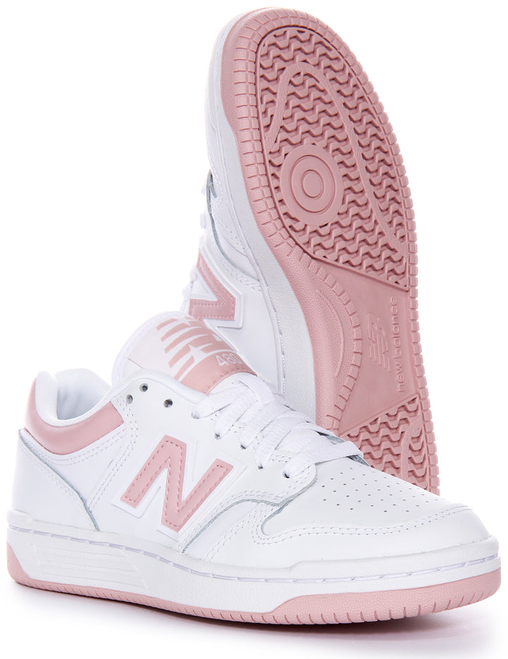 New Balance Unisex BB480LOP Basketball Lace Up Classic TLA Leder Sneaker In Weiß Pink