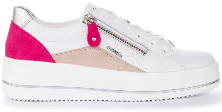 Remonte D1C01-80 Trainers In White Pink For Women