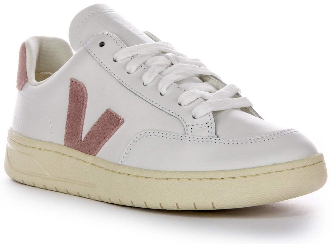 Veja V-12 Leder in Weiß-Rosa für Damen