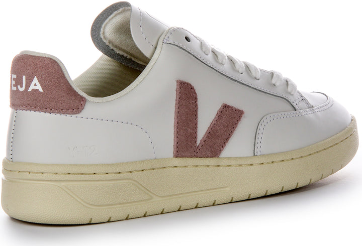 Veja V-12 Leder in Weiß-Rosa für Damen