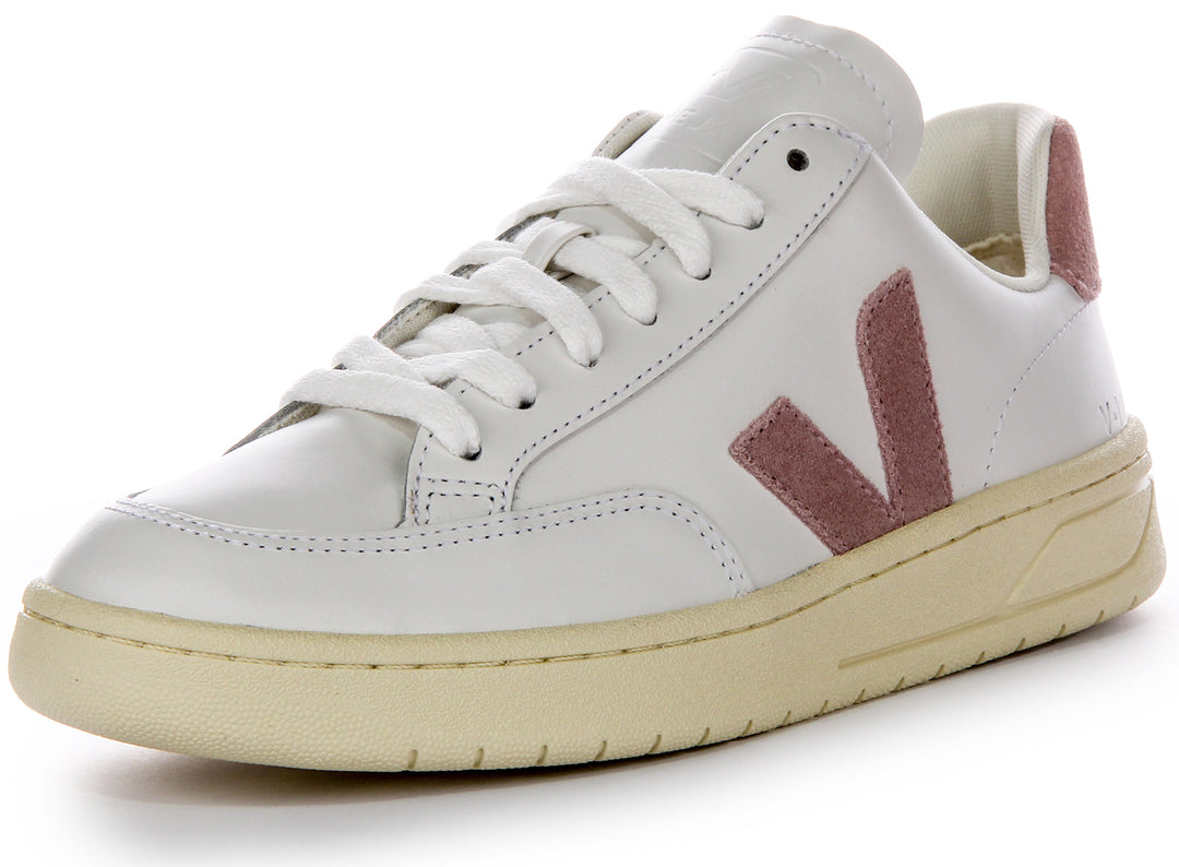 Veja V-12 Leder in Weiß-Rosa für Damen