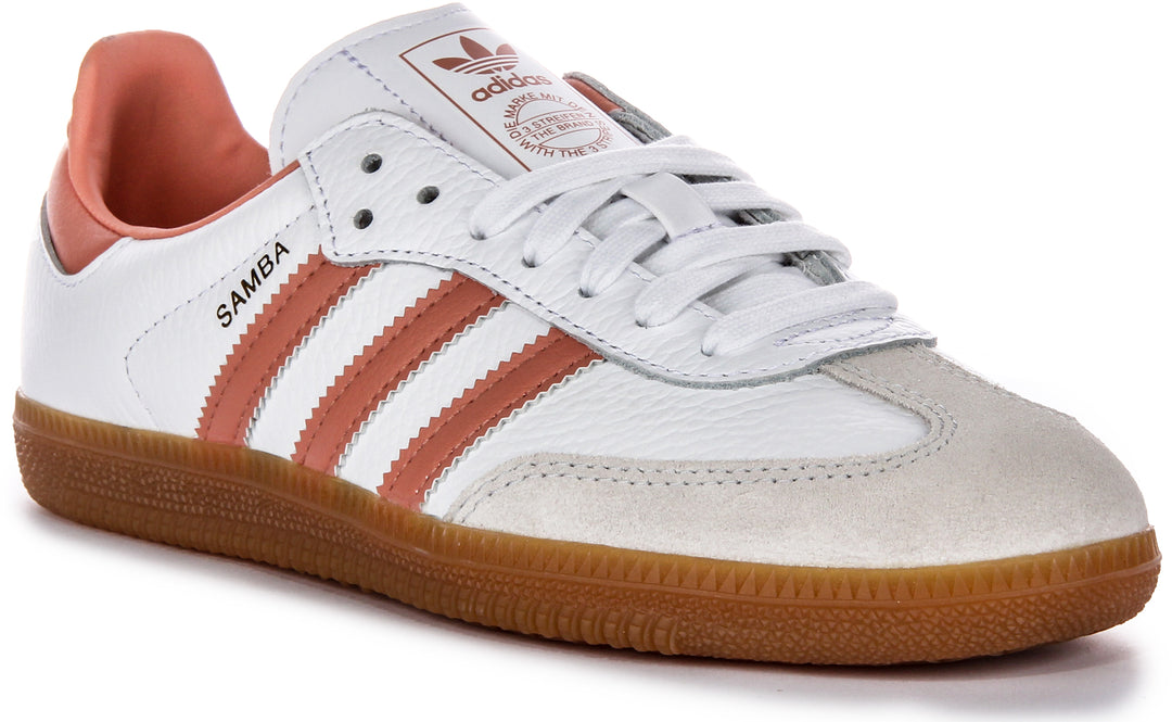 Adidas Samba OG 3 Strisce Retro Sneakers da Donna in Pelle Bianco Rosa