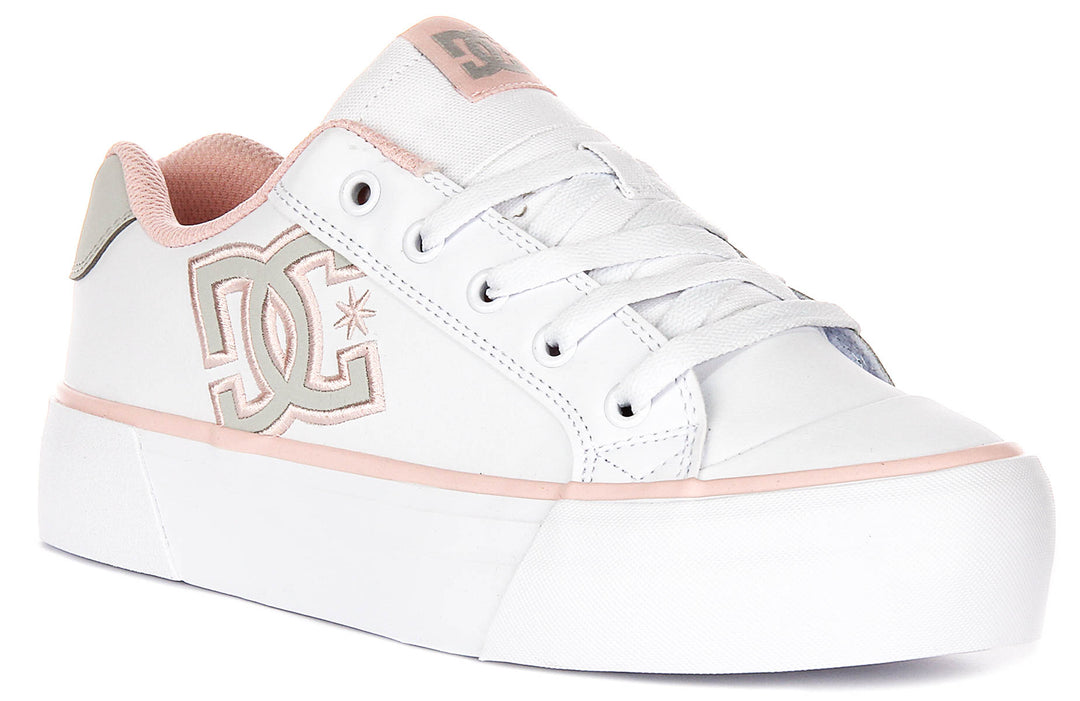 Dc Shoes Chelsea Platform In White Pink For Women
