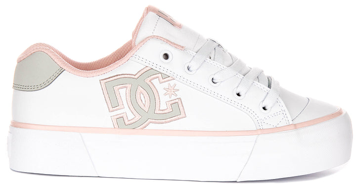 Dc Shoes Chelsea Platform In White Pink For Women
