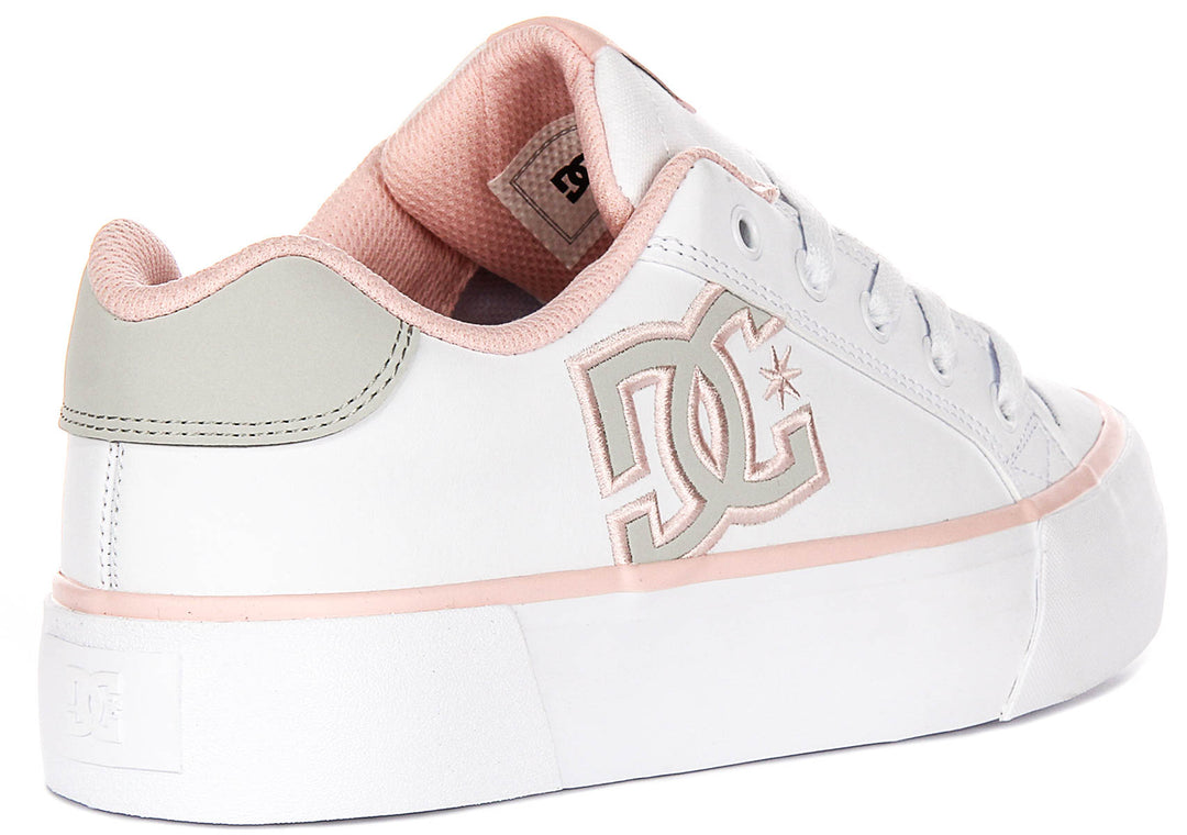 Dc Shoes Chelsea Platform In White Pink For Women