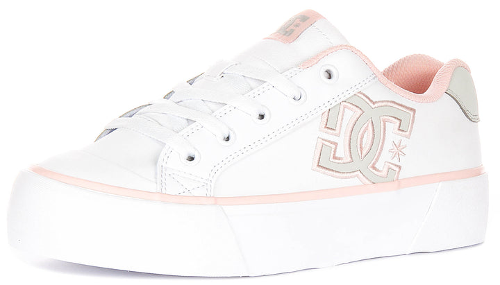 Dc Shoes Chelsea Platform In White Pink For Women