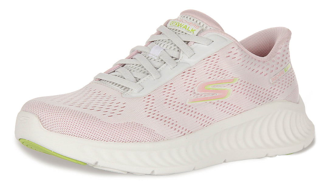 Skechers Go Walk Now - Kloe In White Pink For Women