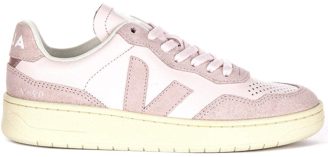 Veja V 90 Leather in Bianco Rosa per Donna
