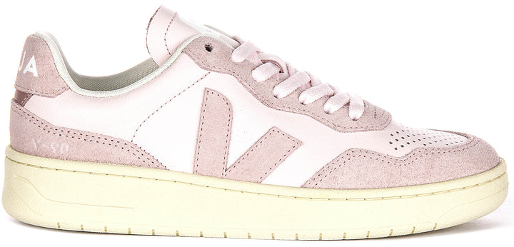 Veja V 90 Leather in Bianco Rosa per Donna