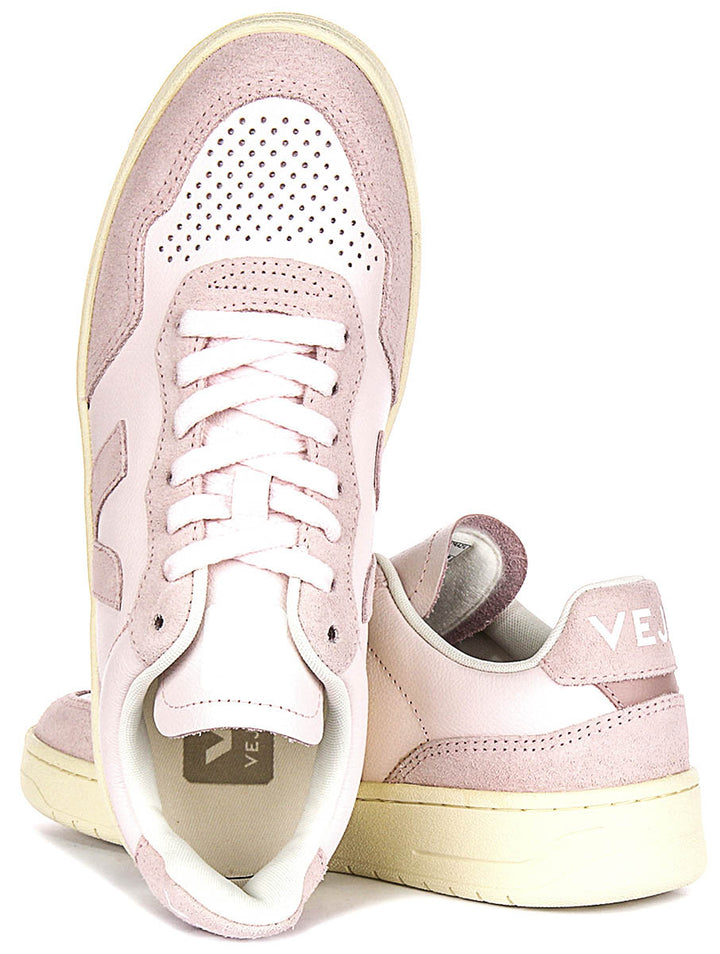 Veja V 90 Leather in Bianco Rosa per Donna
