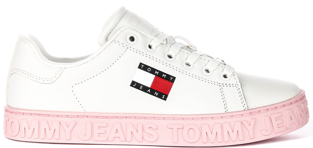 Tommy Hilfiger Semelle Extérieure Logo en Blanc Rose pour Femmes