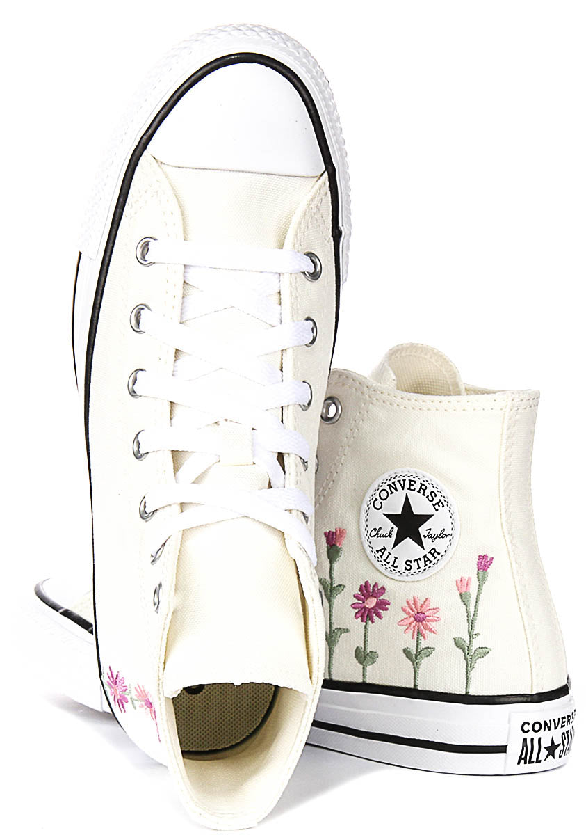 Converse Chuck Taylor All Star A11774C In White Pink Flower For Junior