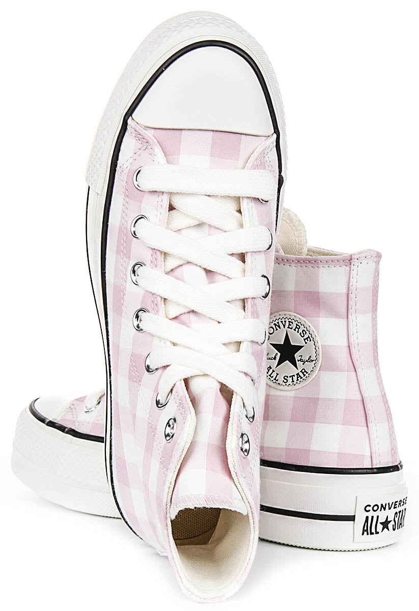 Converse All Star Lift A13663C In White Pink Gingham Print