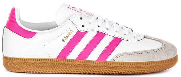 Adidas Samba OG J In White Pink For Youth