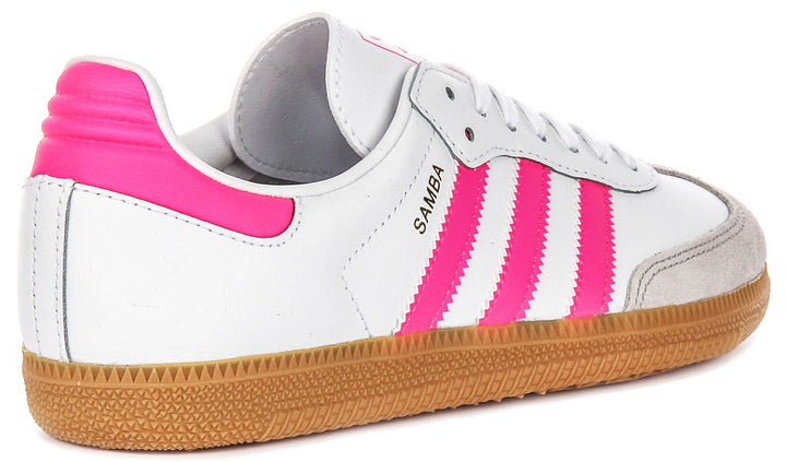Adidas Samba OG J In White Pink For Youth