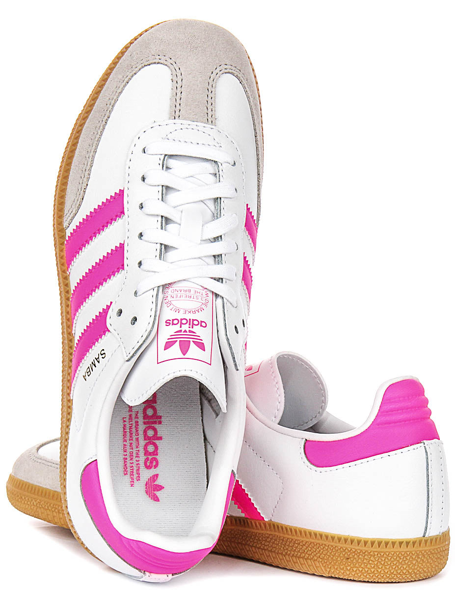 Adidas Samba OG J In White Pink For Youth